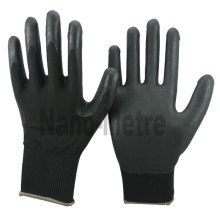 NMSAFETY 13g knitted black nylon glove black breathable foam nitrile coated gloves